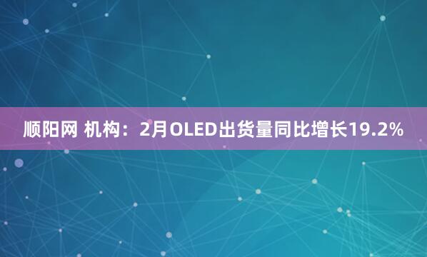 顺阳网 机构：2月OLED出货量同比增长19.2%